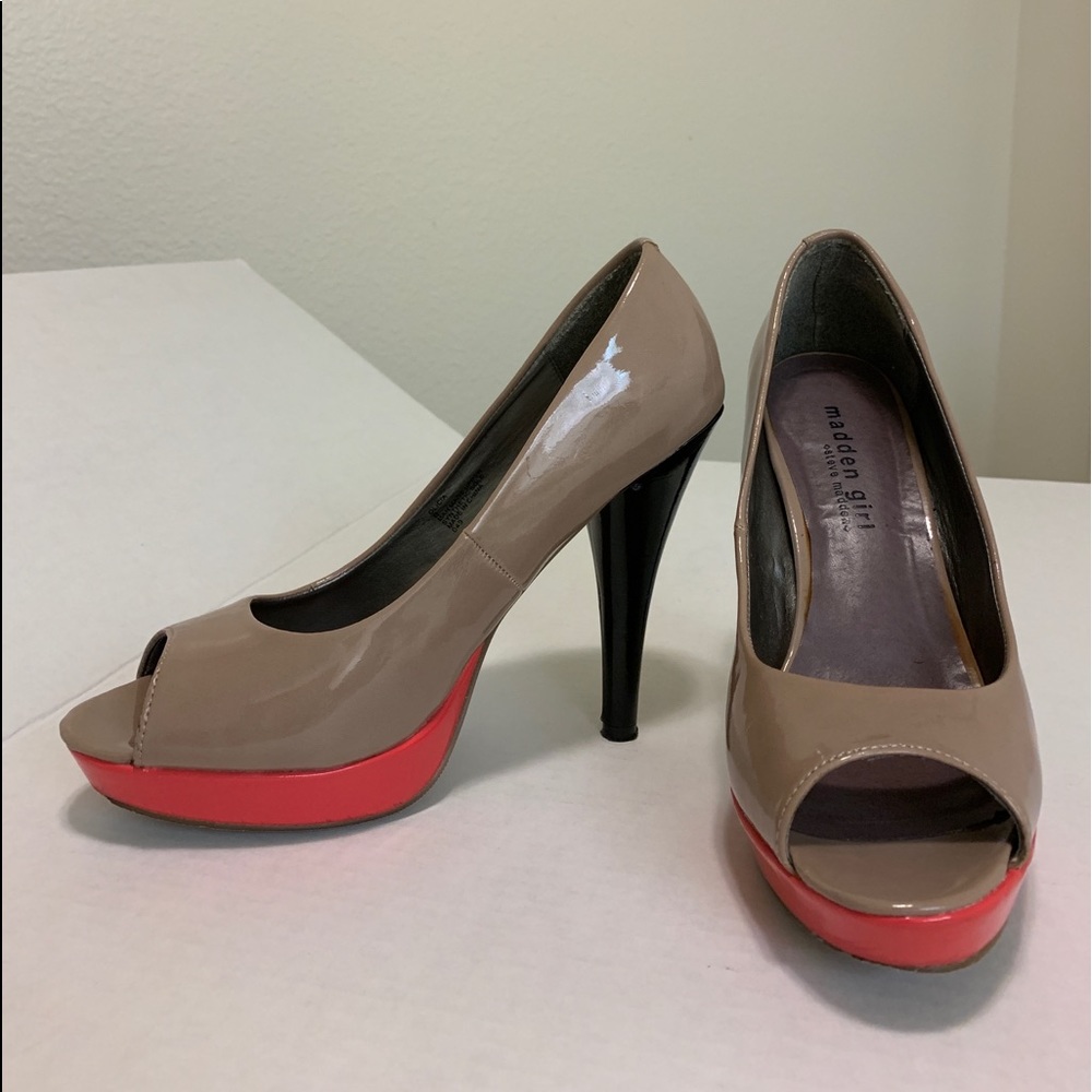 Madden girl color block peep toe platform. Worn